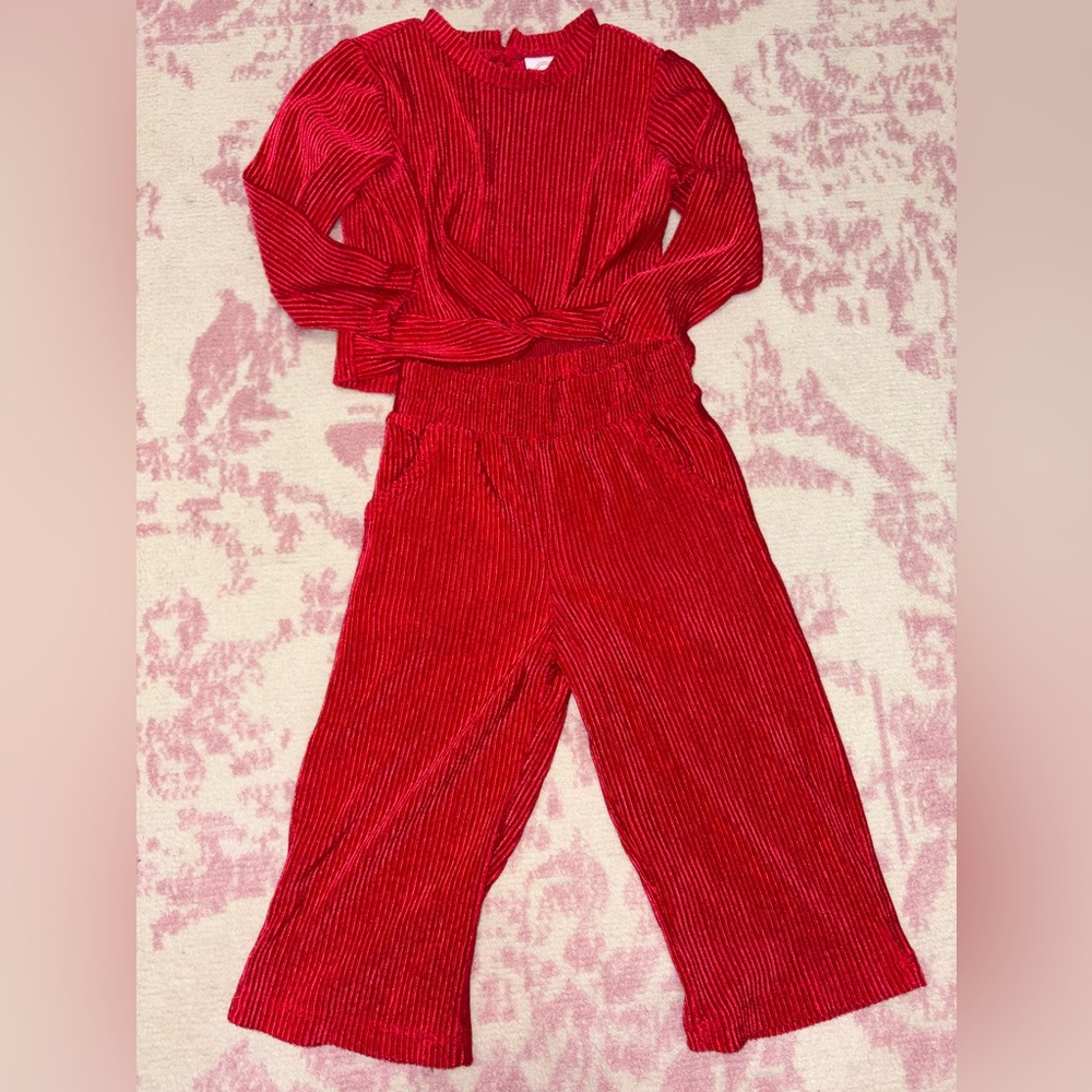 Wonder Nation Vibrant Red Velvet Velour Two Piece Matching Set 2T